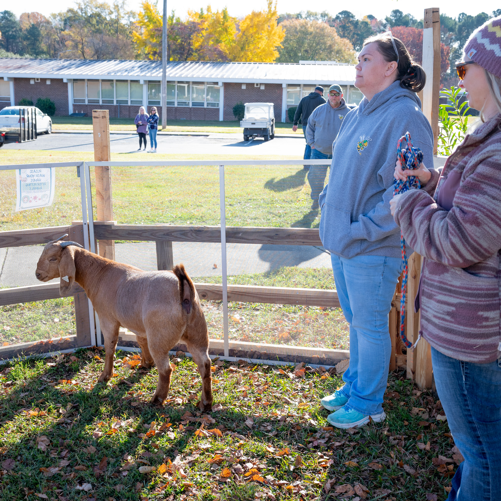 Fall Fest: Leslie and Lisa with one of Lisa's goats.