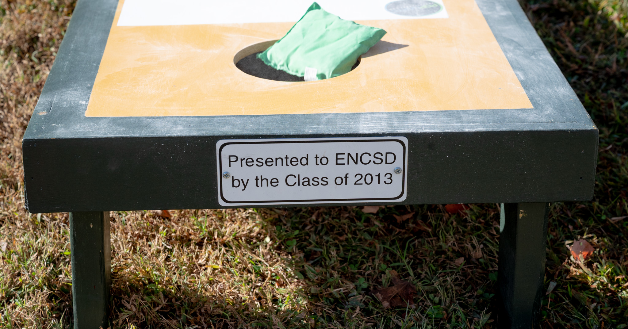 Fall Fest: Corn Hole board "Presented to ENCSD by the Class of 2013"