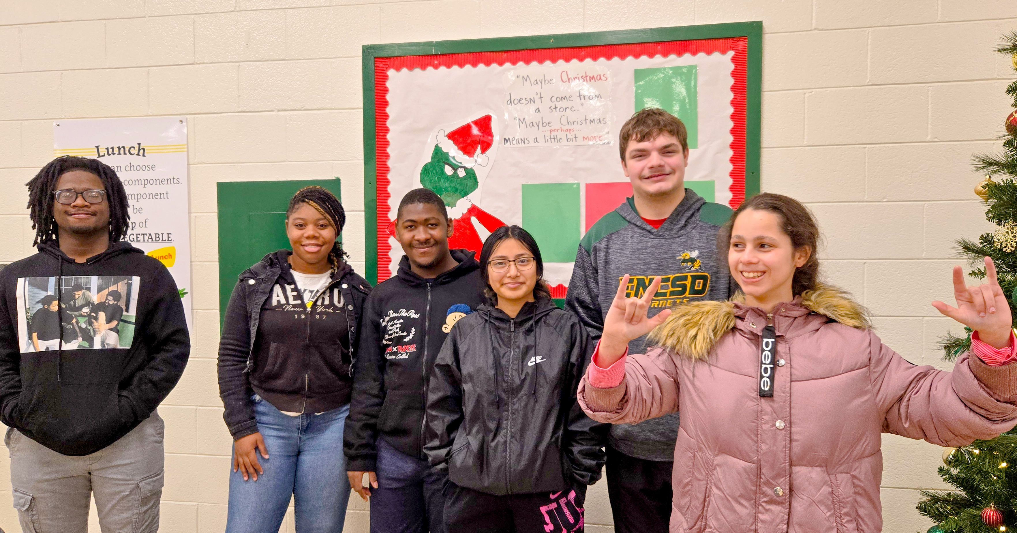 Happy Birthday photo of students celebrating in the cafeteria