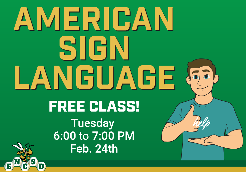 Free ASL Class Tuesday, Feb. 24, 6-7PM