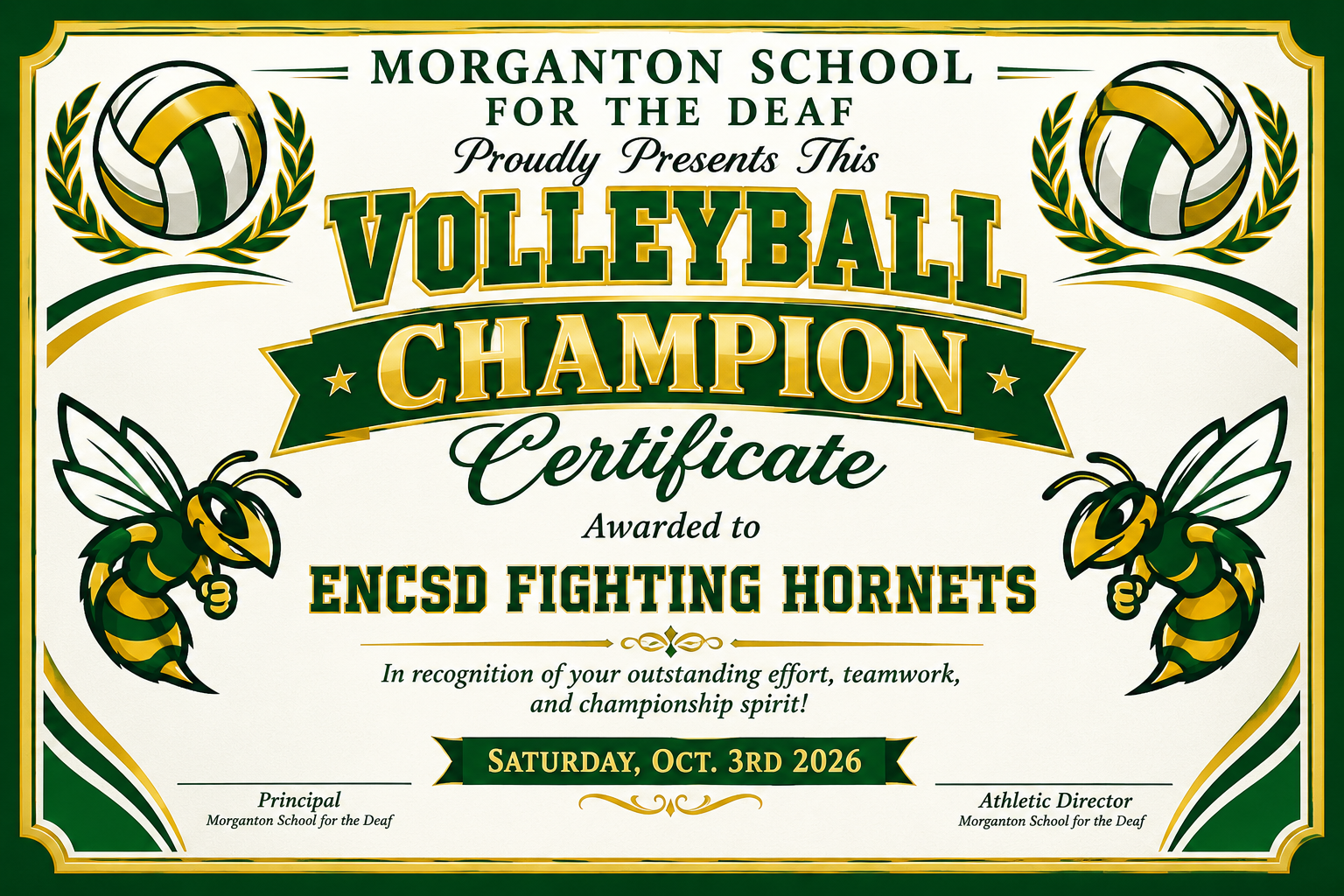 Volleyball Champion certificate
